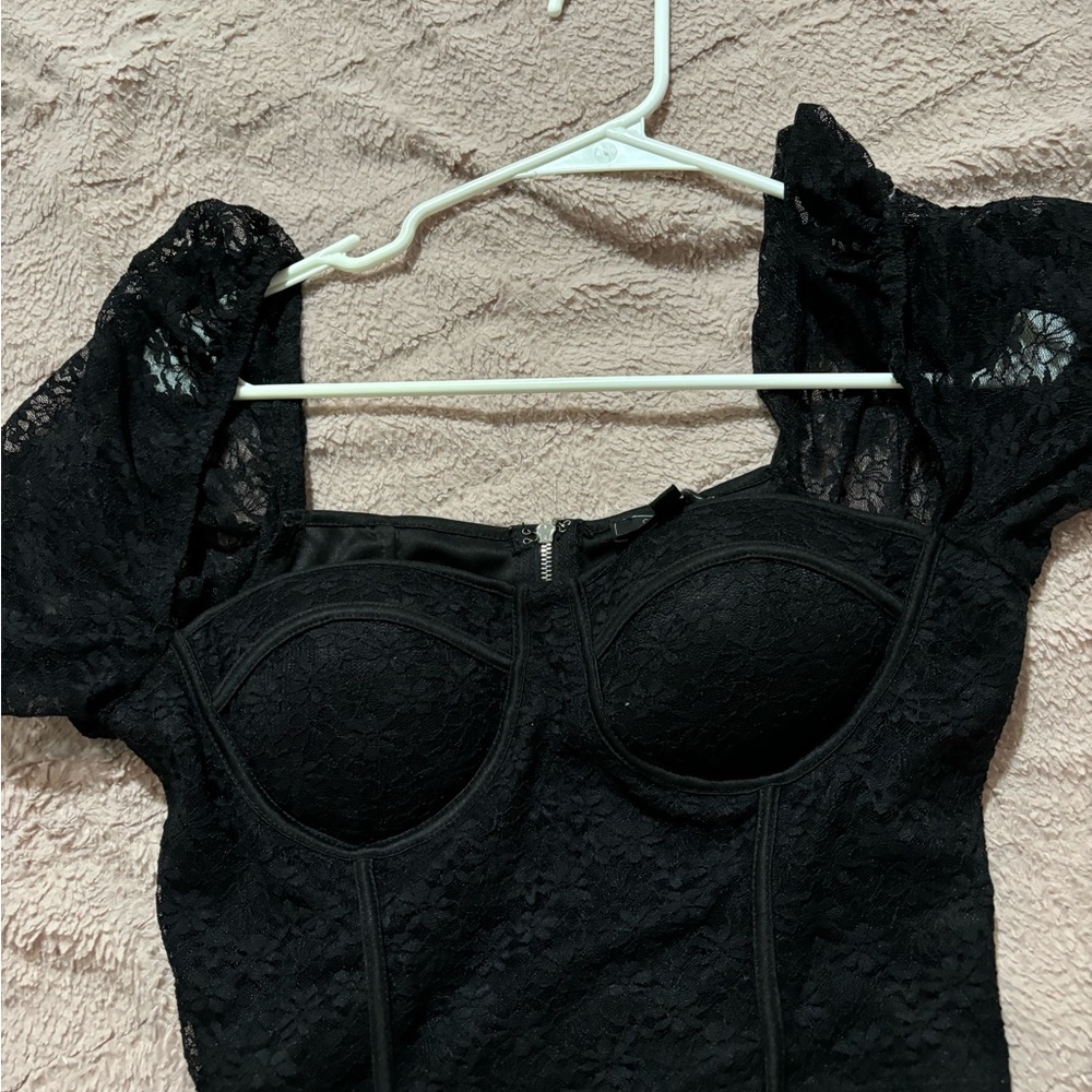 Elegant Black Lace Women's Top